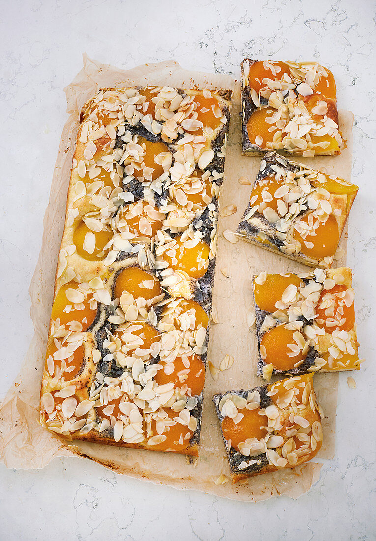 Aprikosen-Butterkuchen mit Mohn