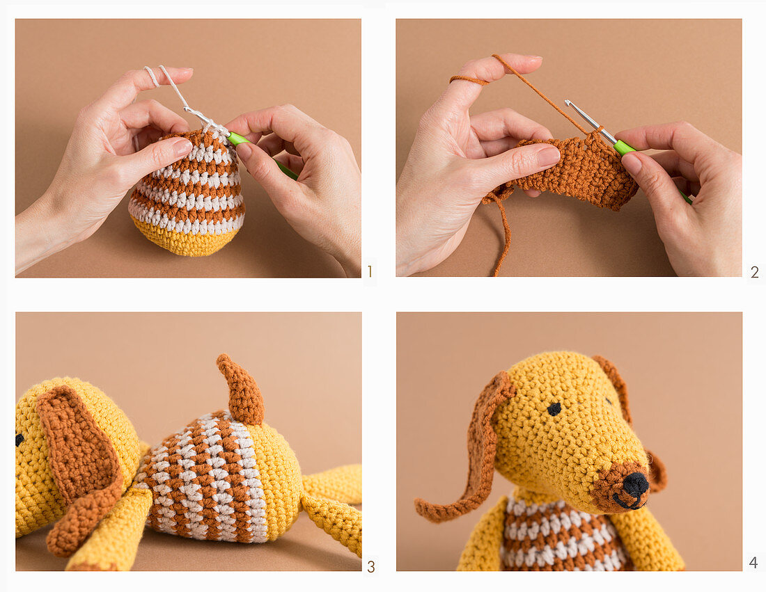 A dog being crocheted