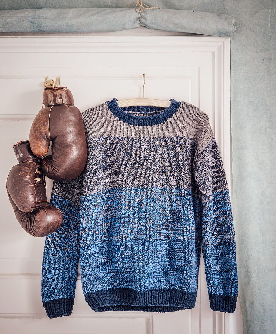 A hand-knitted men's jumper