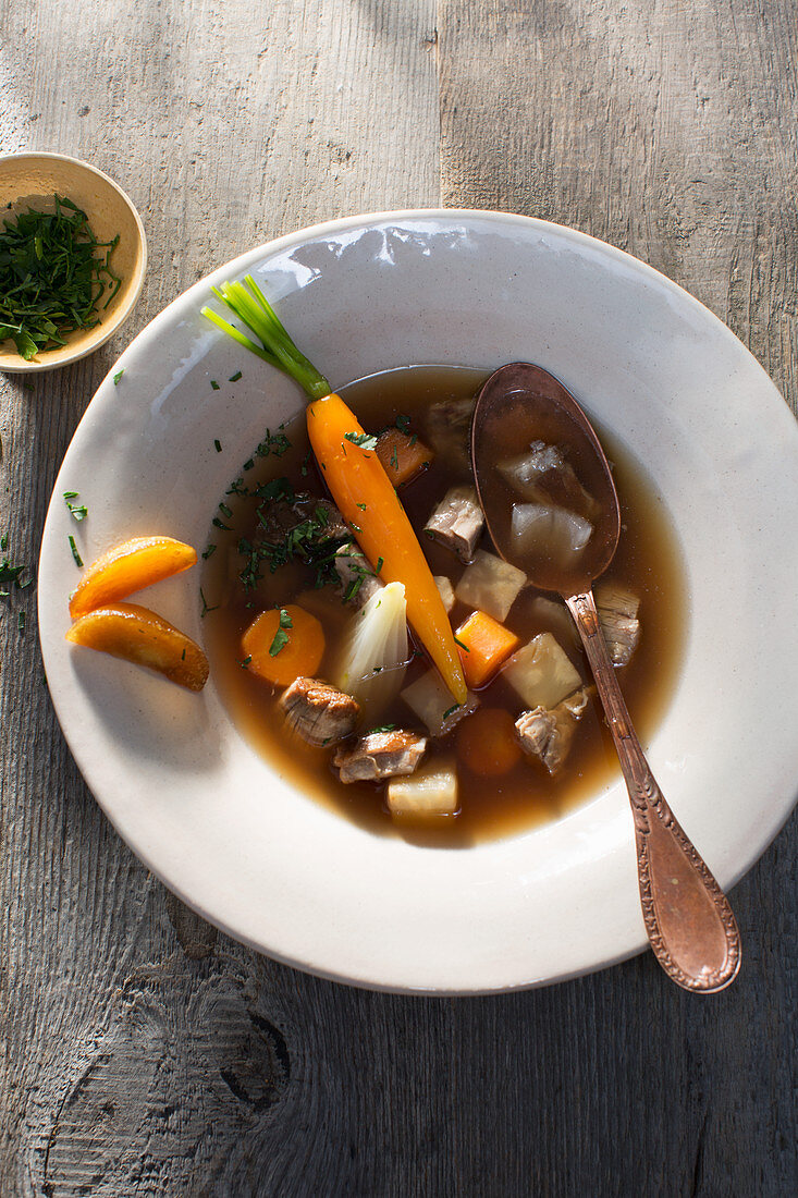 Lamb stew with apples and carrots