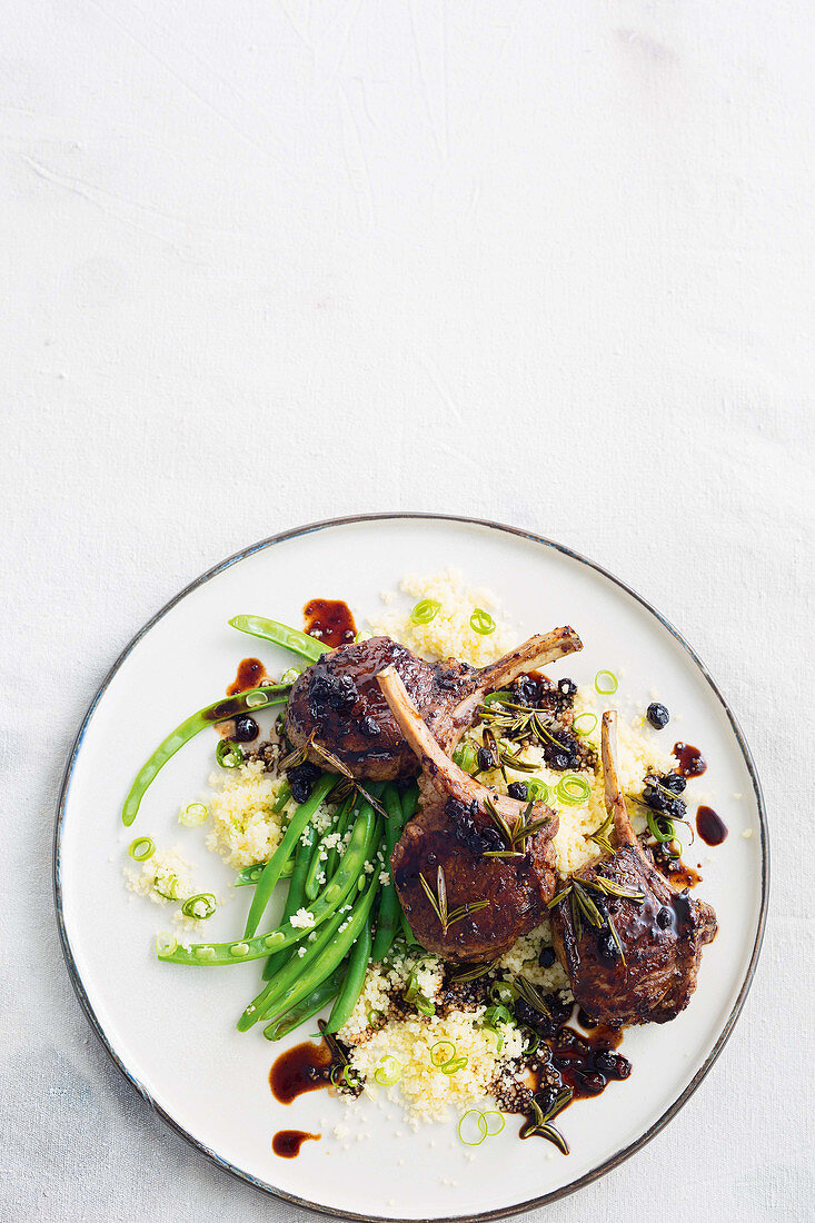 Ssticky rosemary and currant glazed lamb