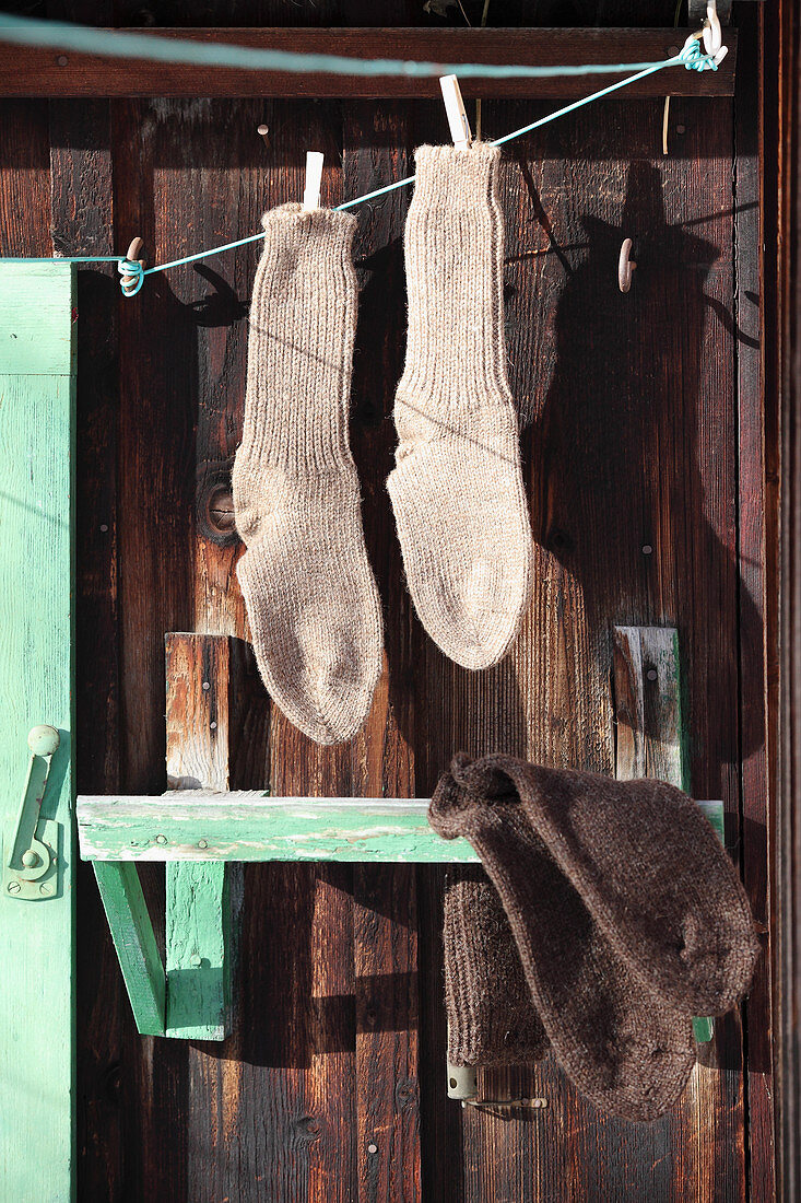 Homemade sheep's woollen socks