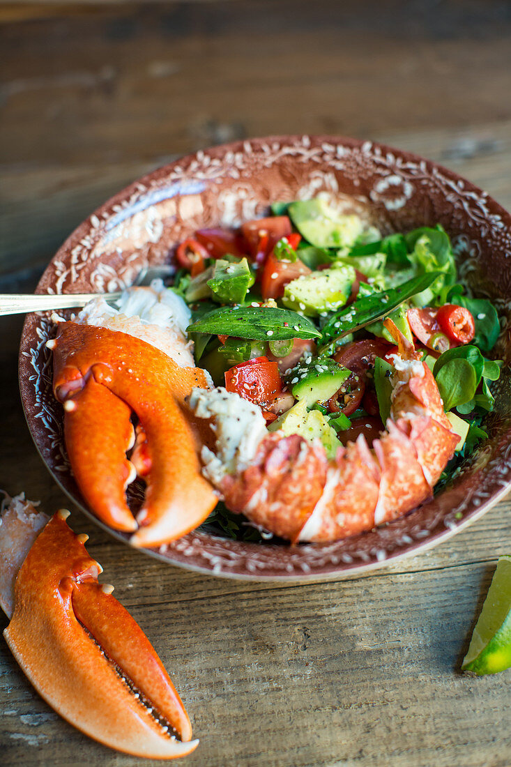 Lobster salad with cilantro