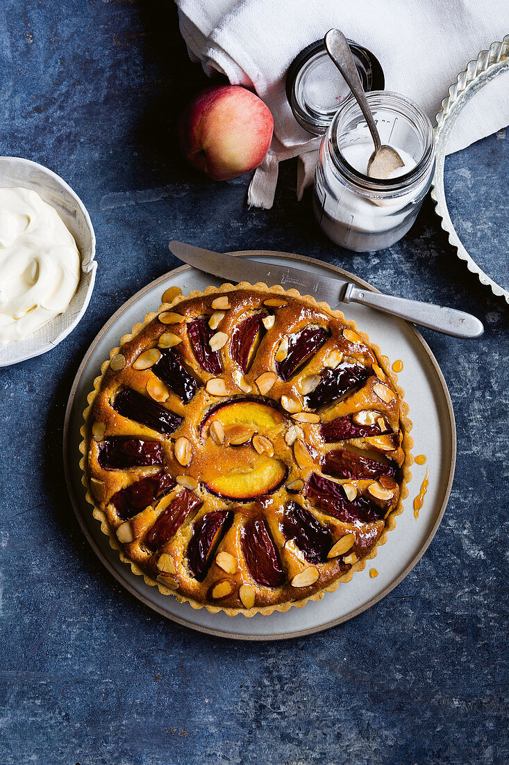 Peach and frangipane tart