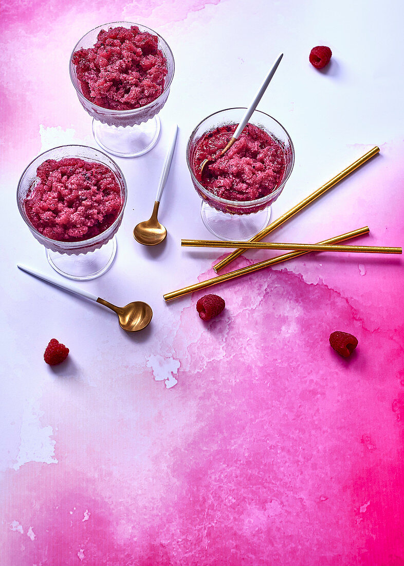 Berry slushies with chardonnay in goblets