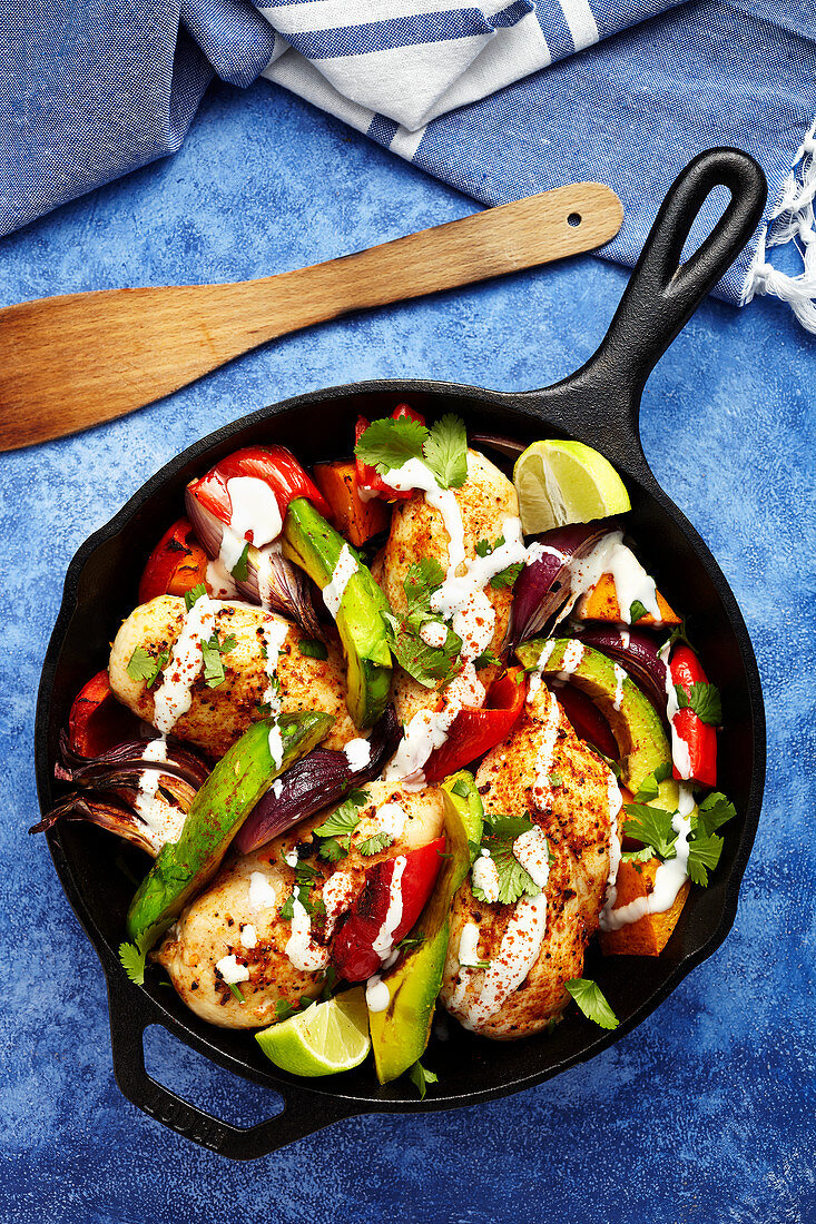 Paleo chicken bake with avocado and butternut squash