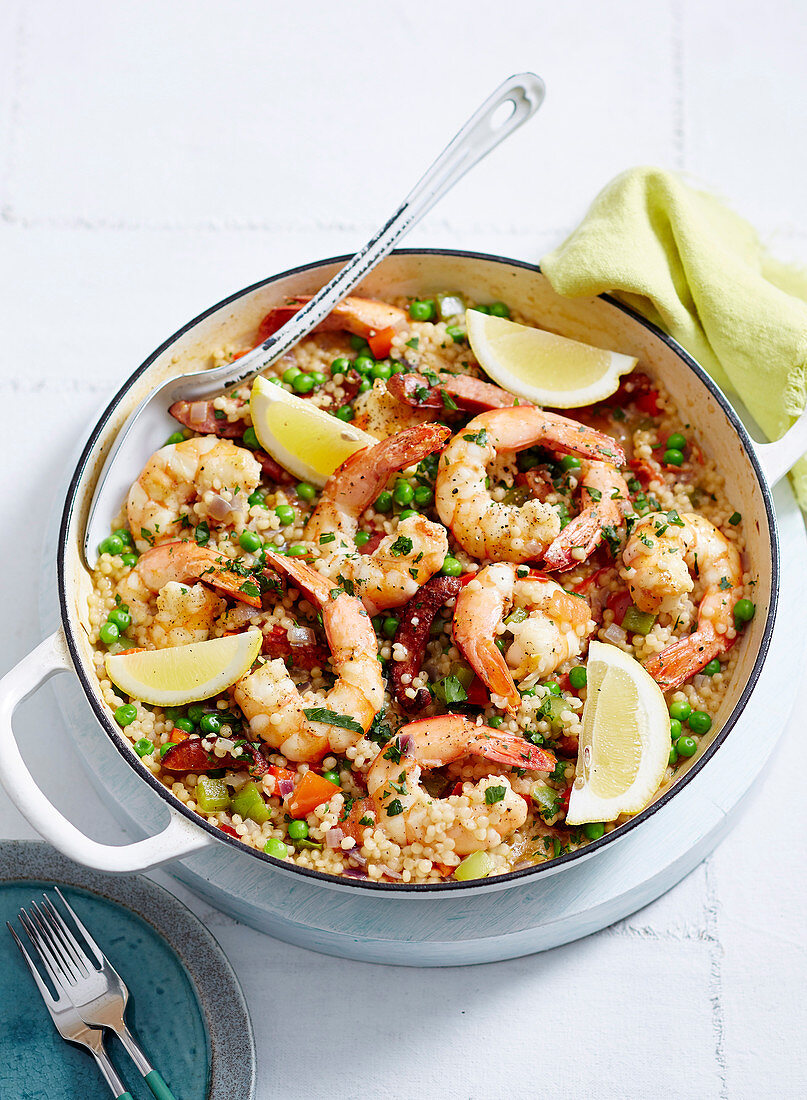 Spicy Prawn and Couscous Paella