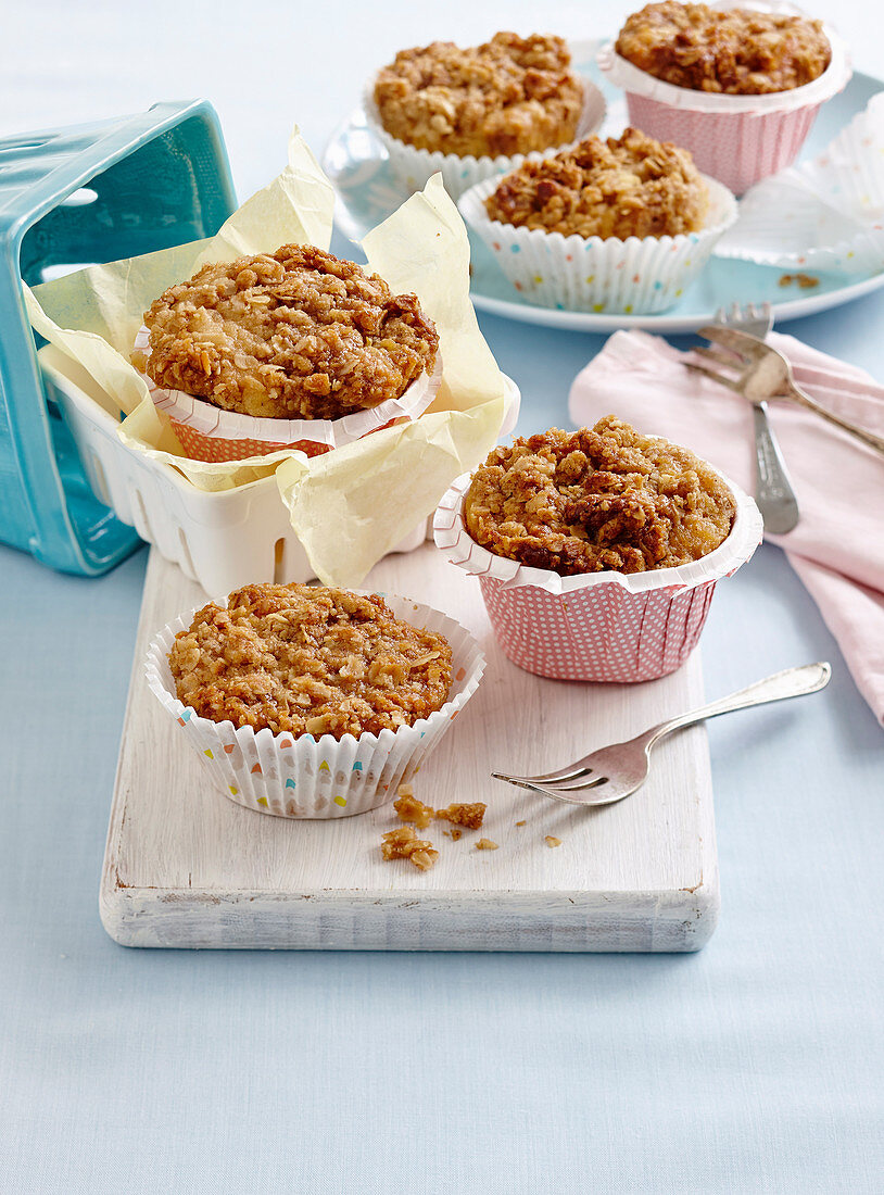 Banana, apple and oat muffins