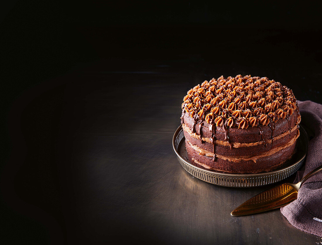 Schoko-Orangen-Torte mit gebrannter weißer Schokoladenganache