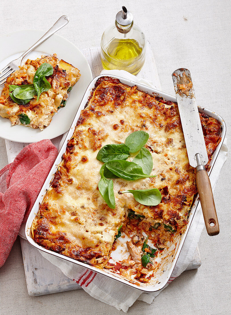 Chicken and chorizo lasagne