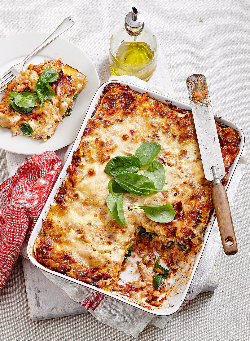 Lasagne mit Hähnchen und Chorizo