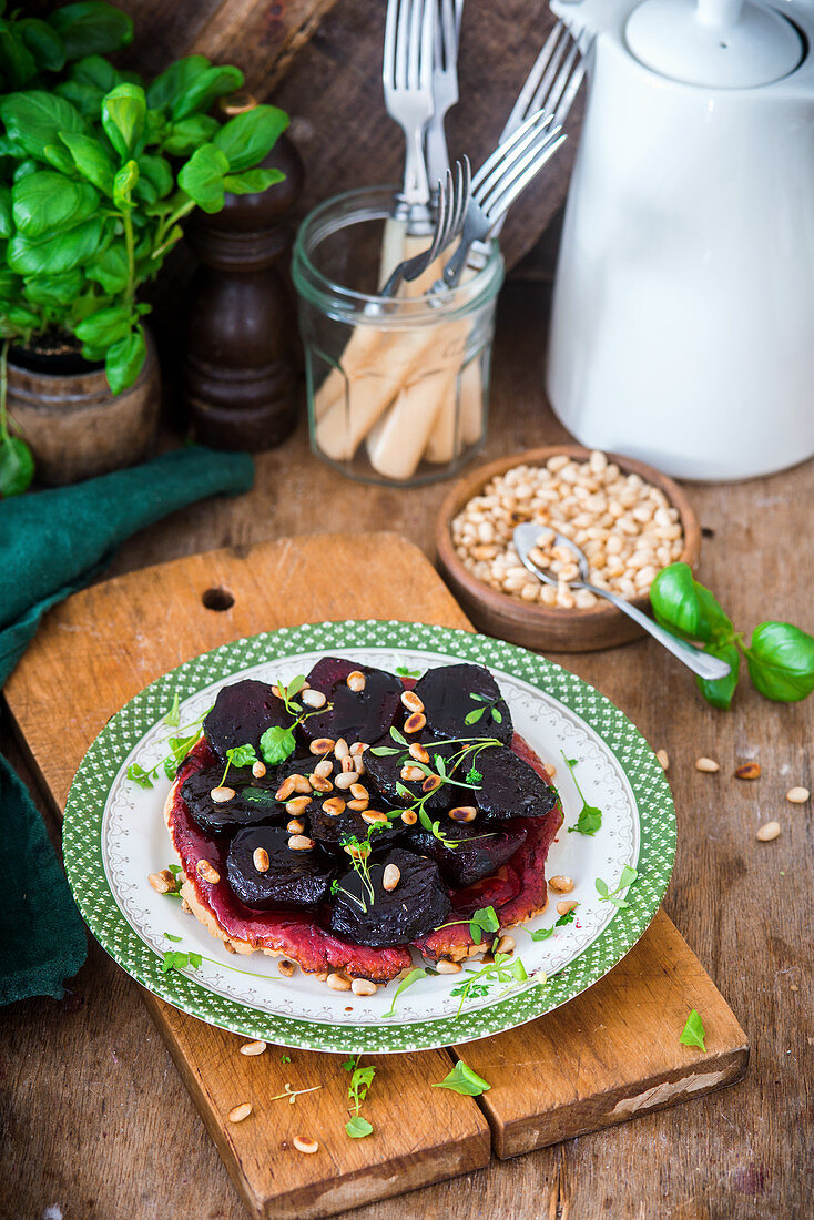 Beetroot tart tatin