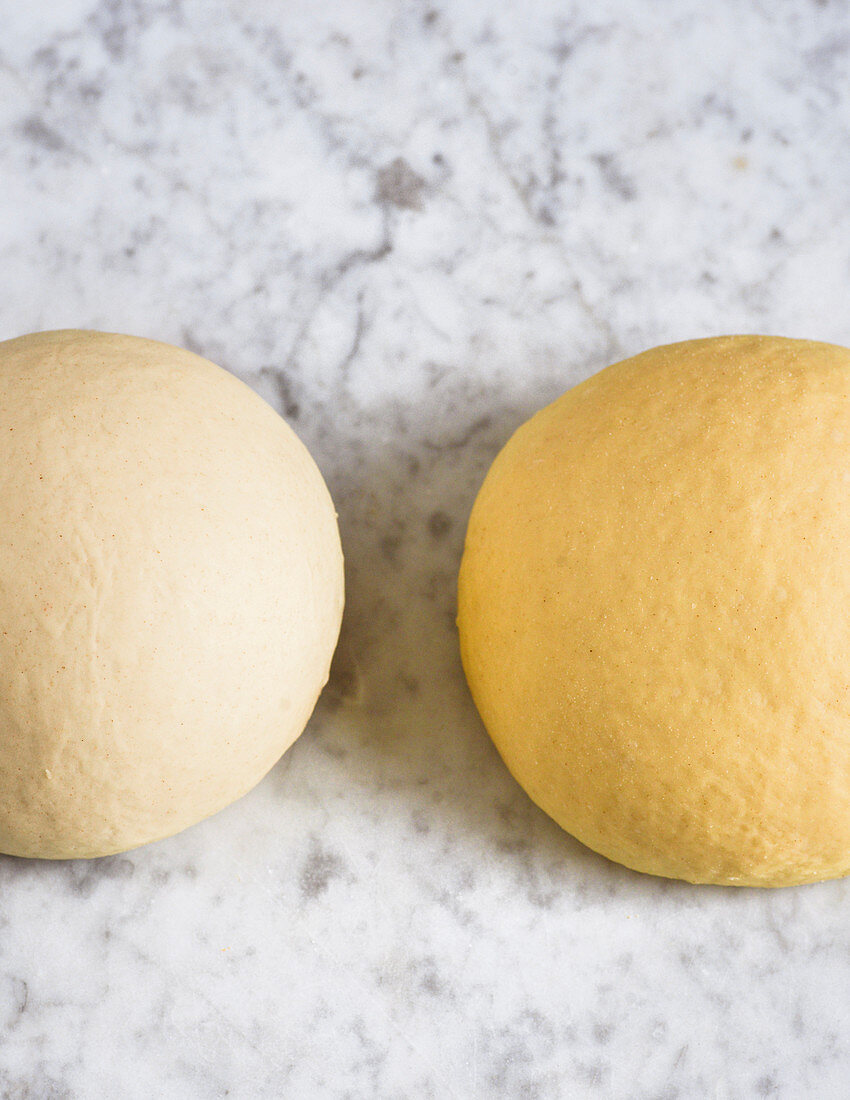 Two types of noodle dough – with and without egg