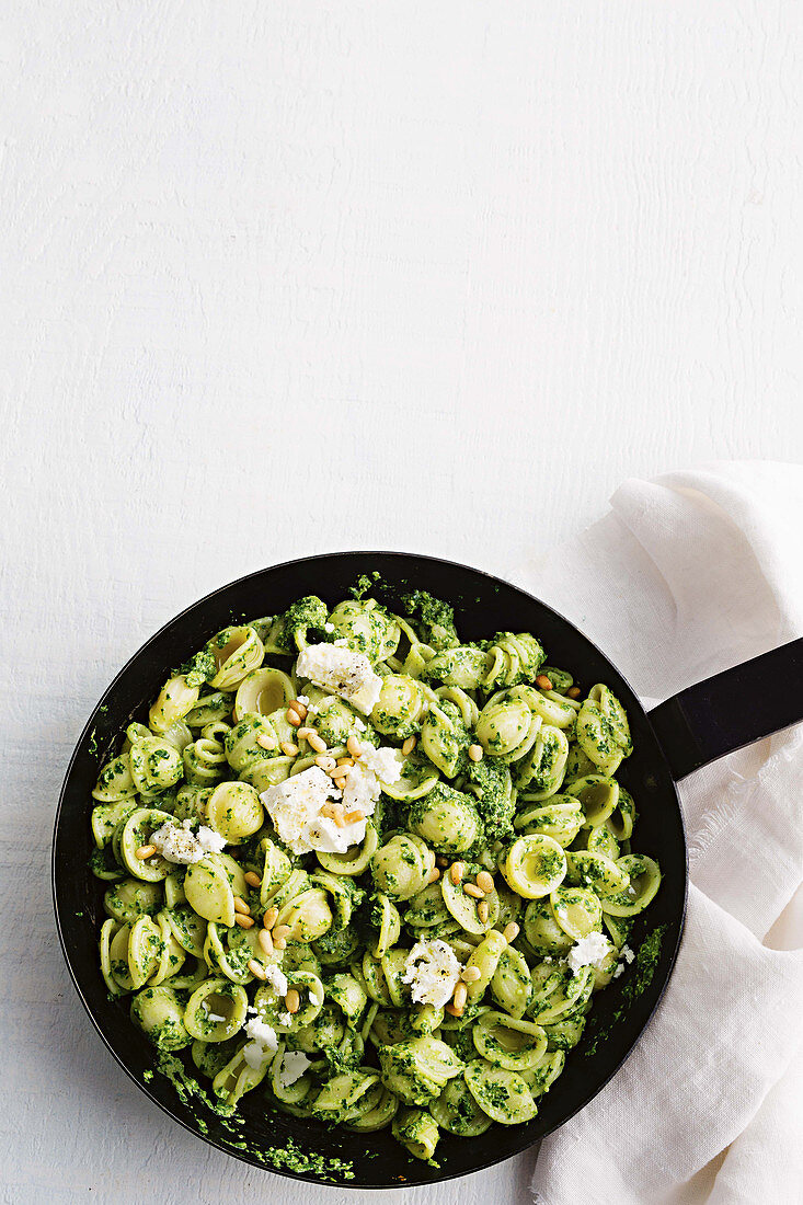 Orecchiette with silverbeet pesto