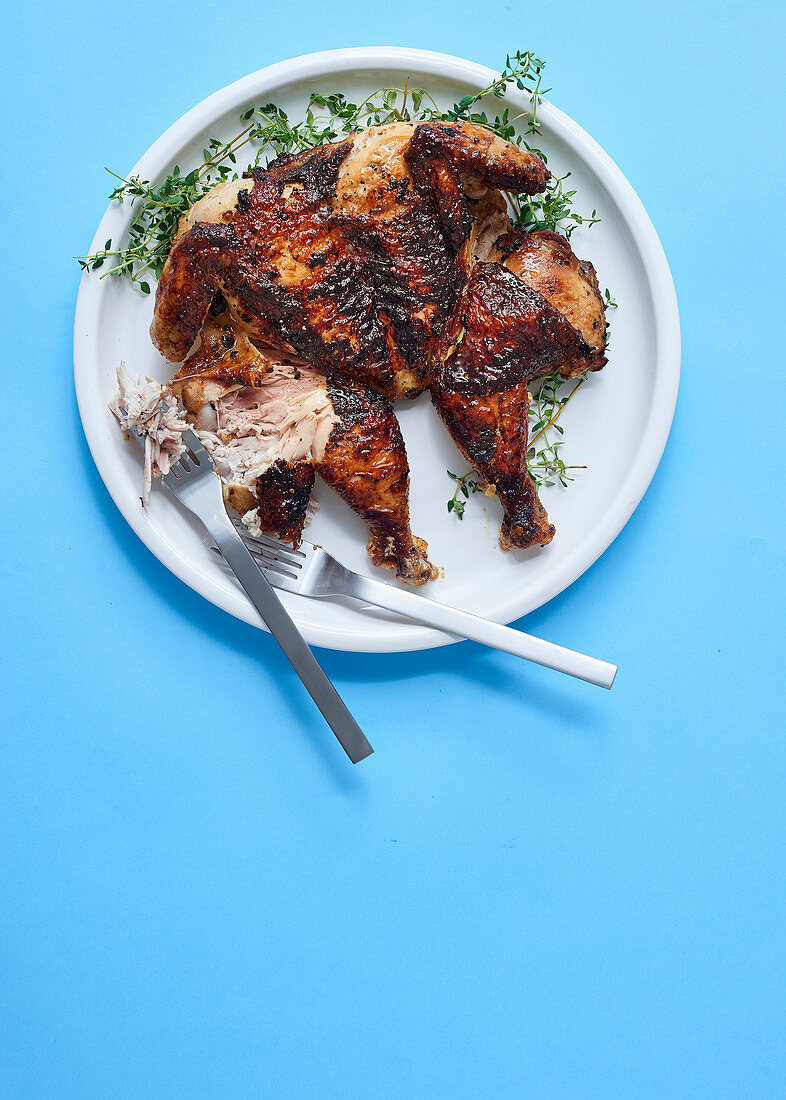 Butterfly chicken with a spicy yoghurt marinade