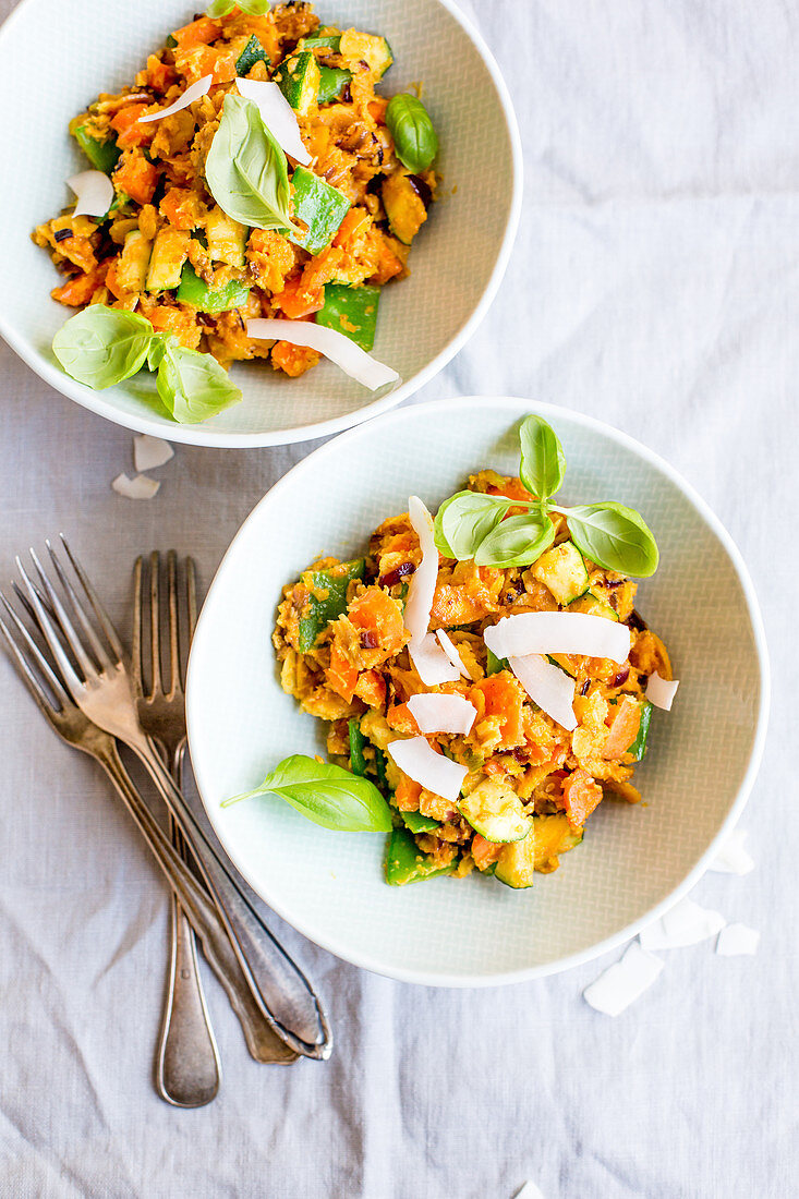 Coconut curry with basil