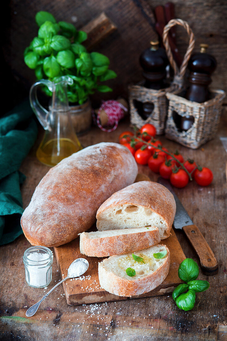 Hausgebackenes Ciabatta-Brot