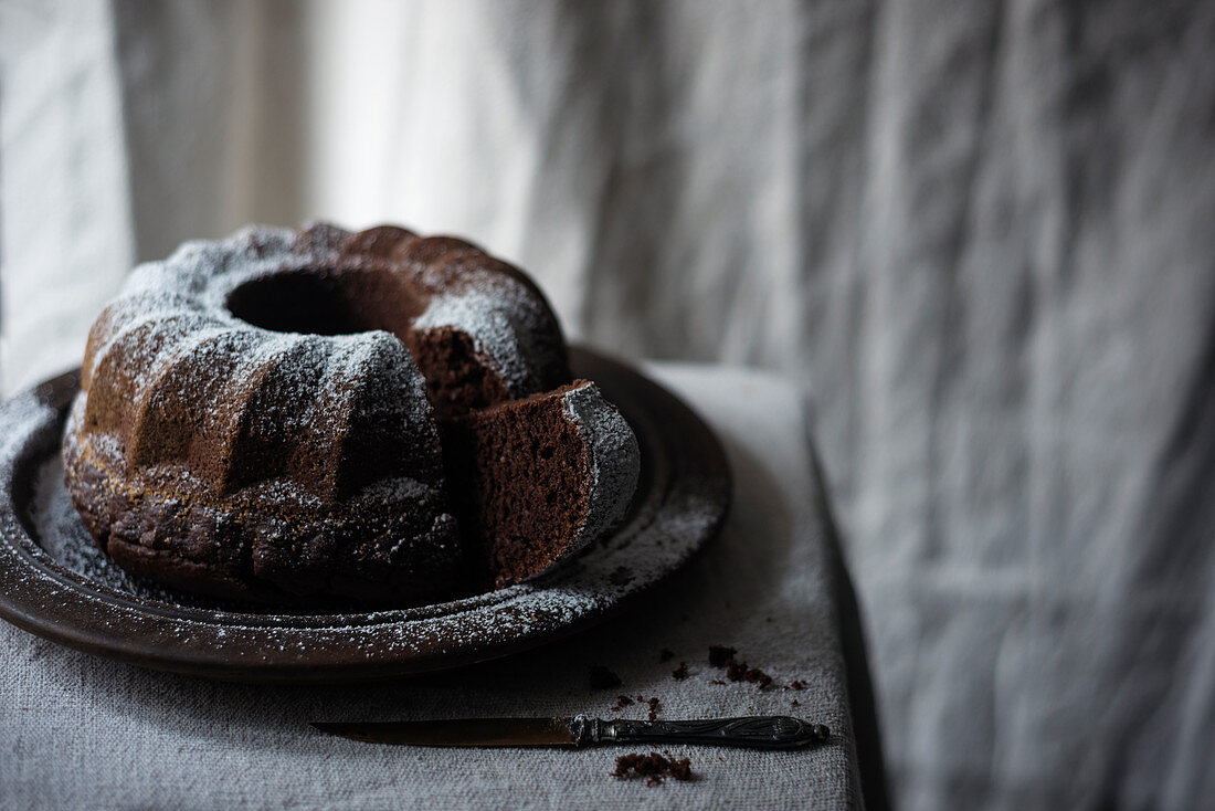 A vegan chocolate Bundt cake