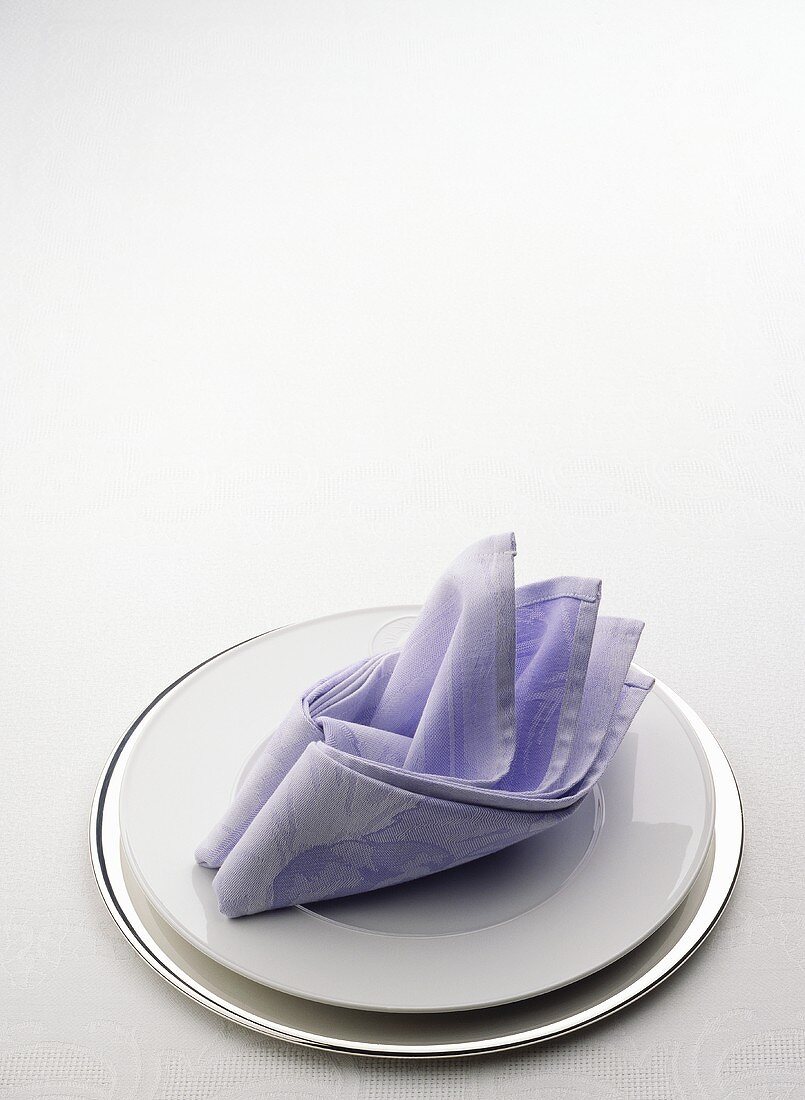 Plates and Lavender Napkin for Place Setting