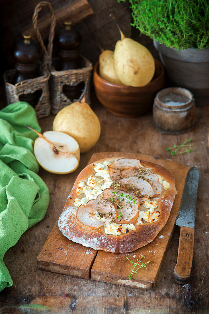 Pear rye flour and cottage cheese pie