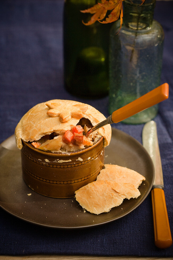 Chicken Pot Pie mit Löffel