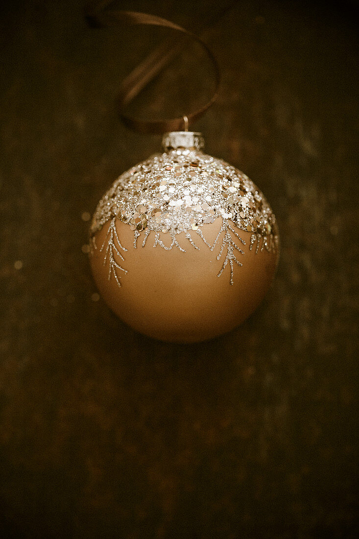 Christmas bauble against dark background