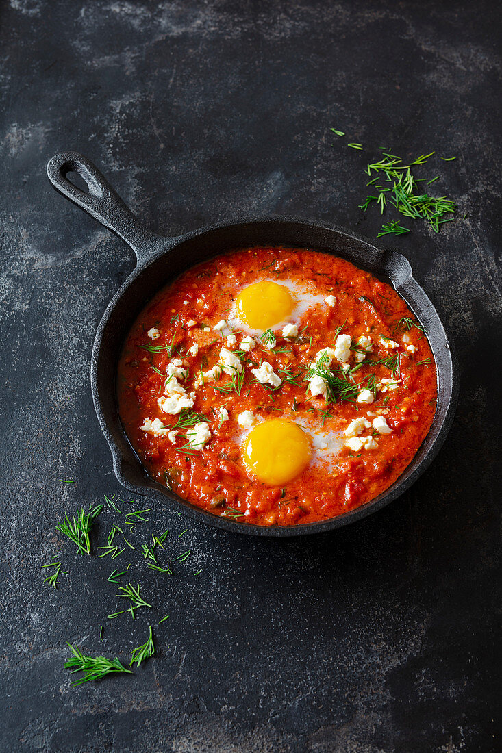 Shakshuka with sheep's cheese and eggs (Israel)