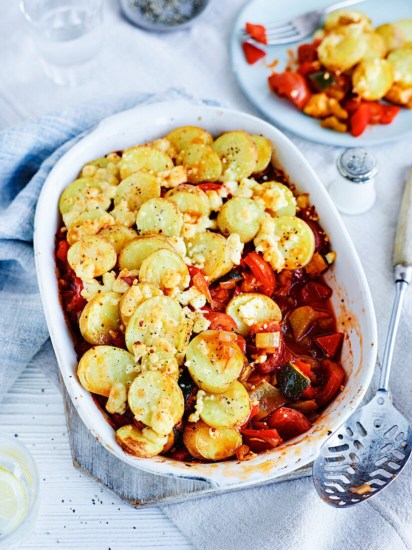 Potato bake with vegetables and cheese