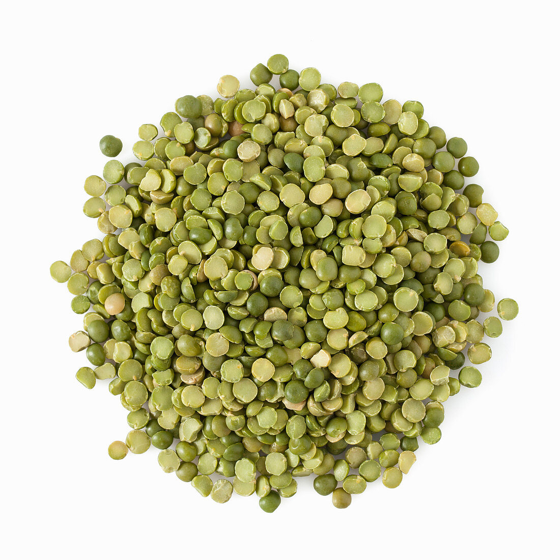 Green split peas isolated on white background