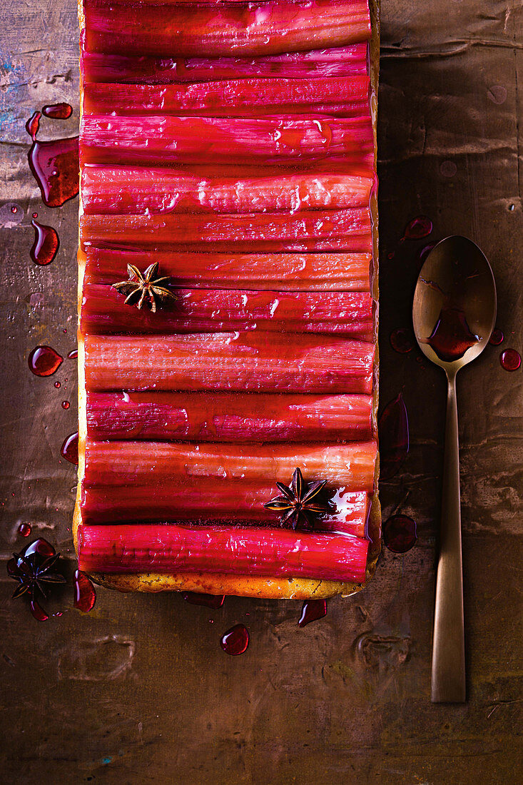 White chocolate and rhubarb cheesecake