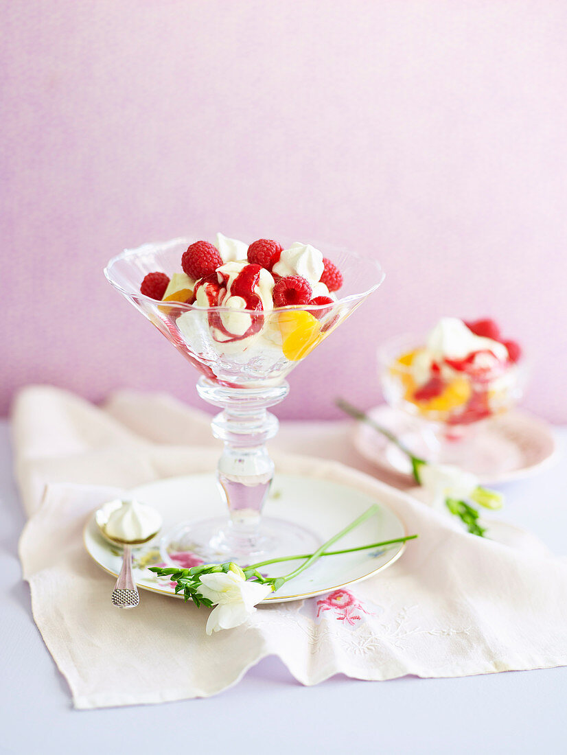 Peach melba parfaits