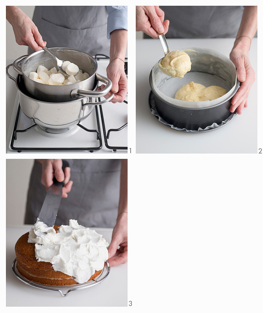 Eine Zitronentorte mit Marshmallow-Frosting zubereiten