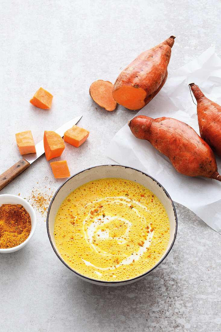 Sweet potato soup with coconut milk