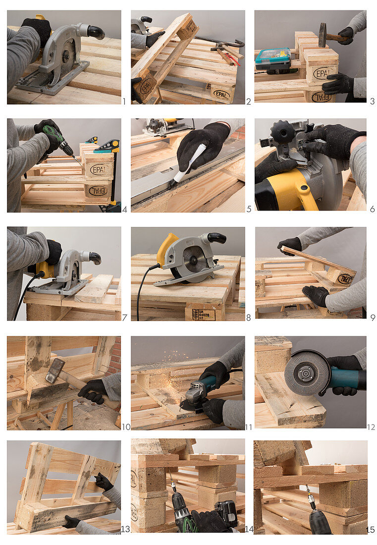 Instructions for making a bench from pallets