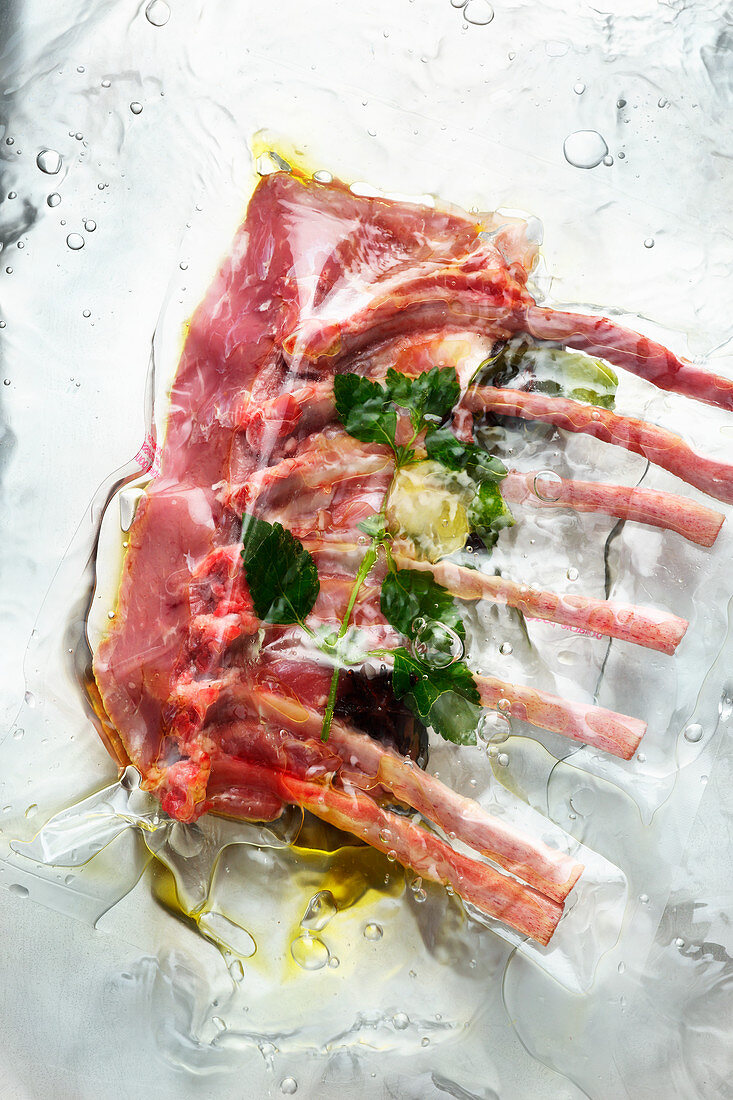 Vacuum packed rack of lamb (sous-vide cooking)