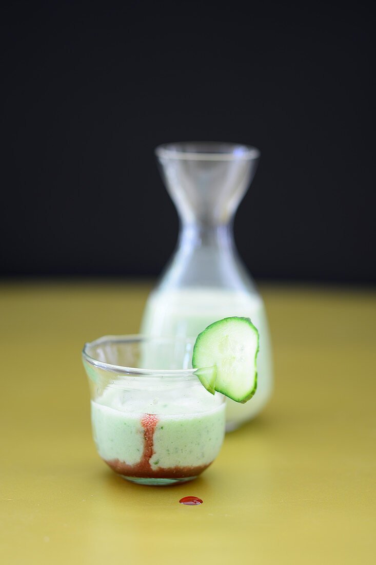A cold cucumber and yogurt smoothie