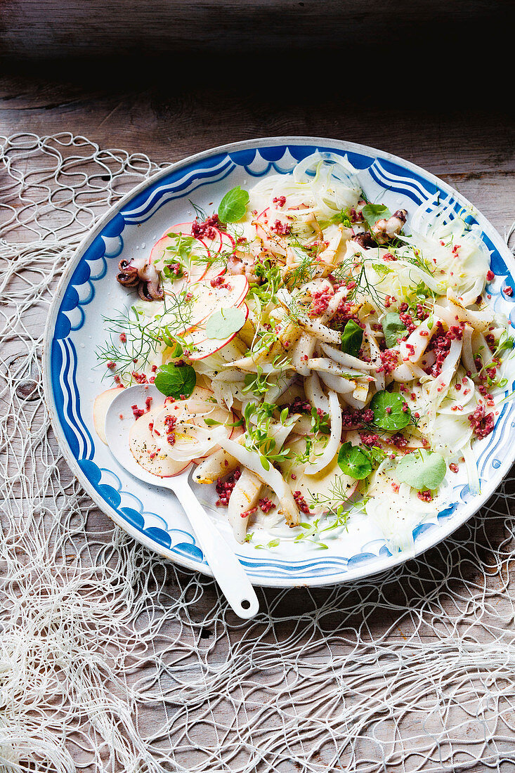 Barbecued cuttlefish, fennel and Soppressata salad