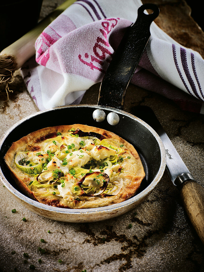 A tarte with leek and goat's cheese
