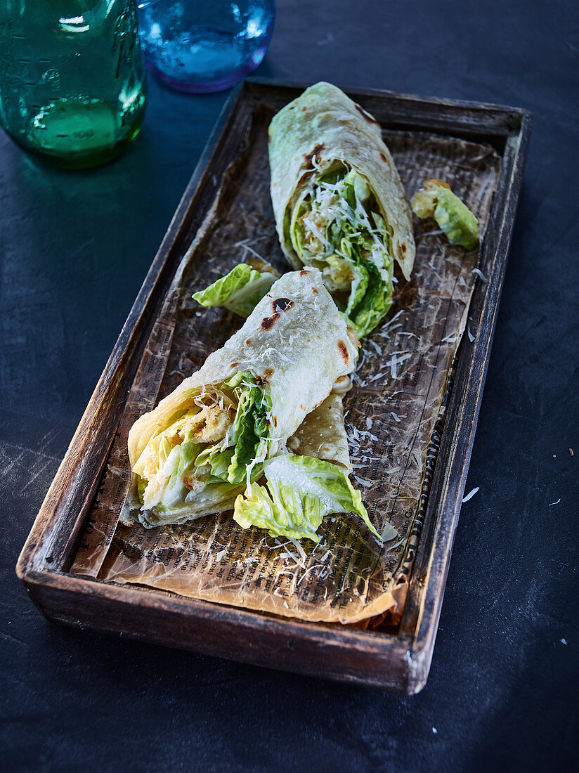 Tortilla wraps with Caesar salad