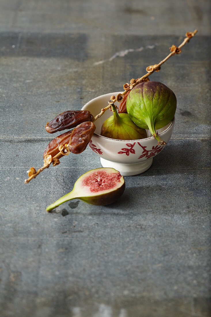 Dates and figs in a bowl
