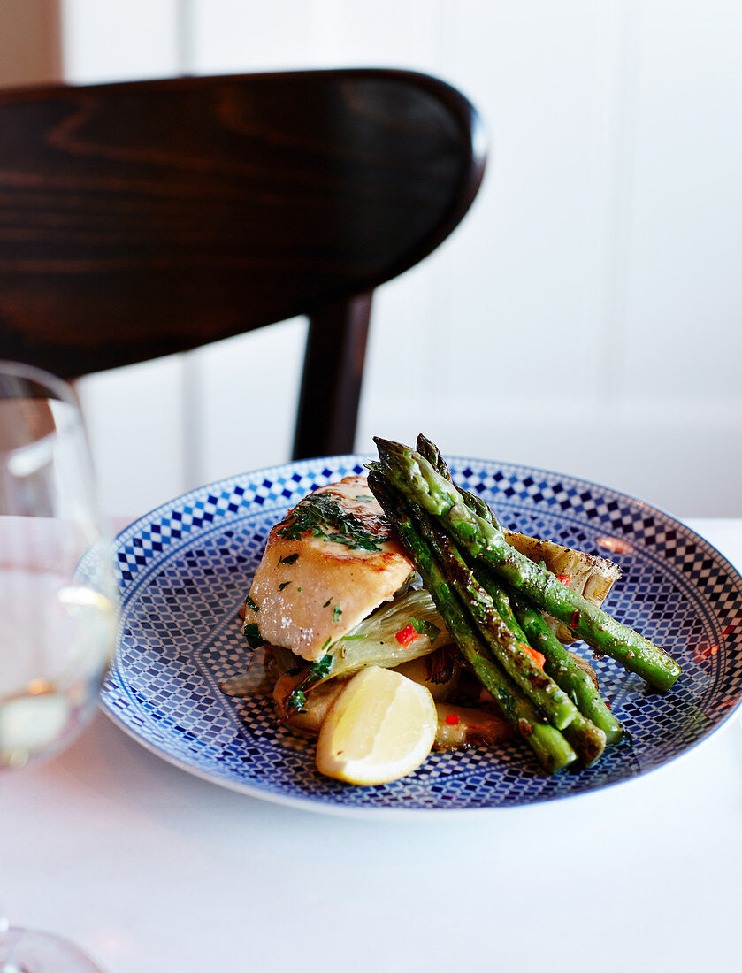 Blue-eye cod with globe artichoke