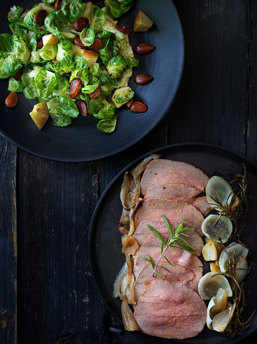 Veal fricandeau with a Brussels sprouts salad (France)