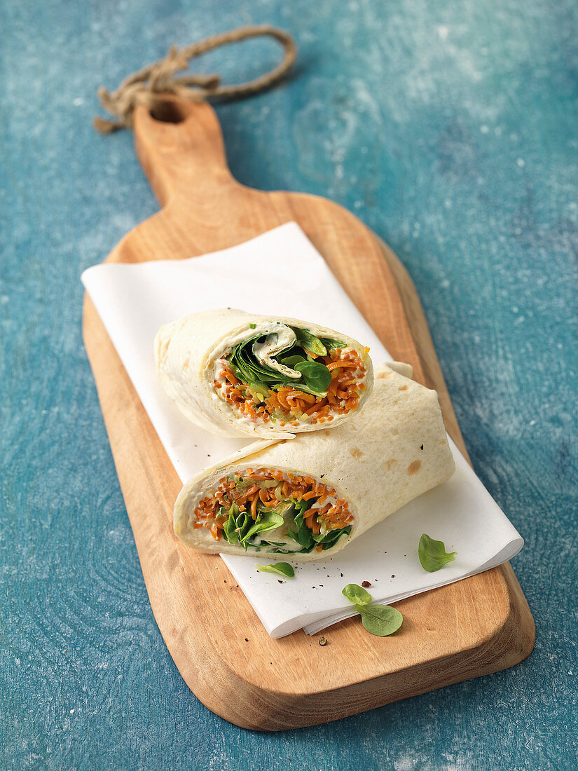 Carrot and courgette wraps