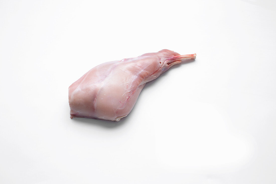A leg of rabbit on a white surface