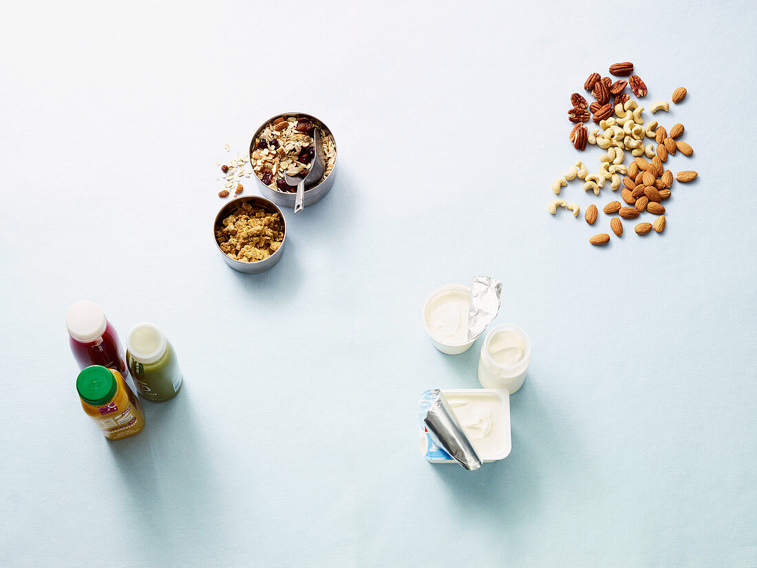 Cereals, dairy products, sauces and seeds
