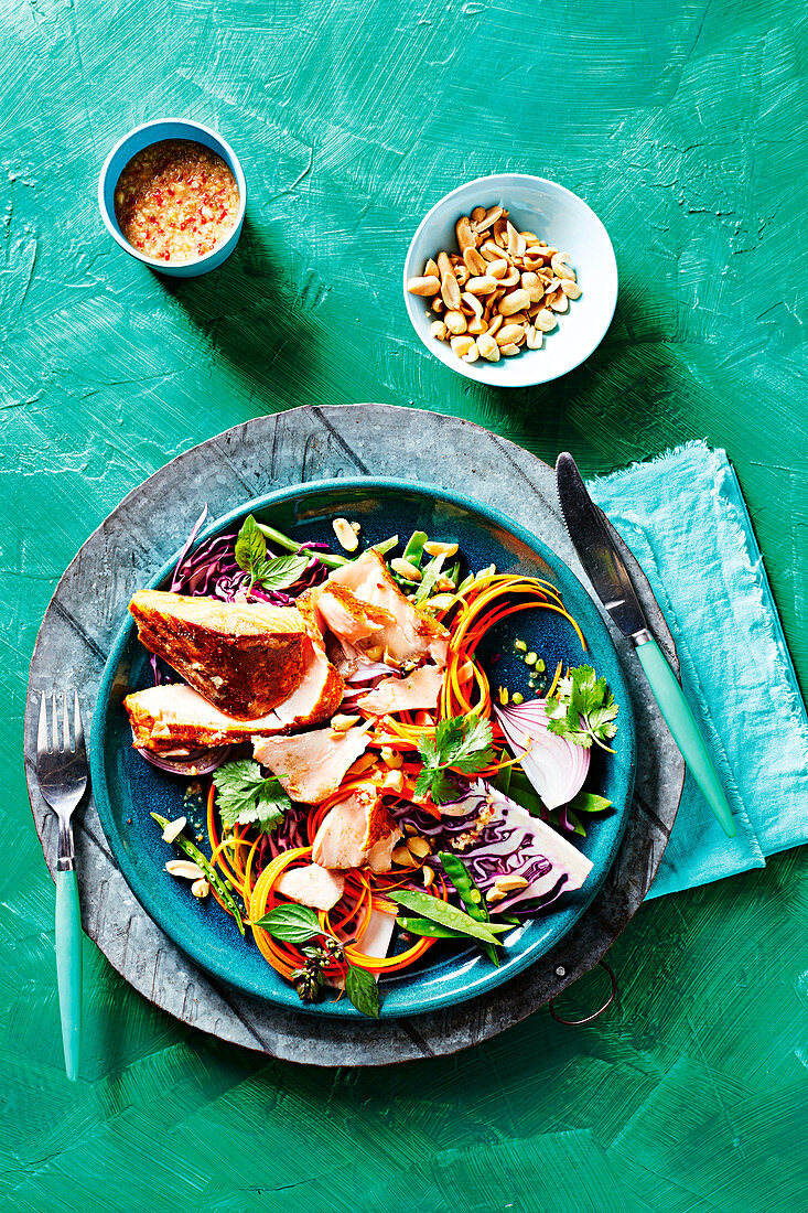 Killer hot-smoked salmon slaw