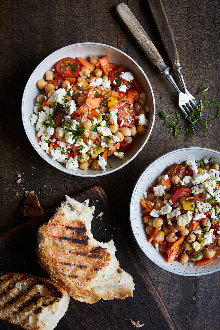 Chickpea salad with feta cheese