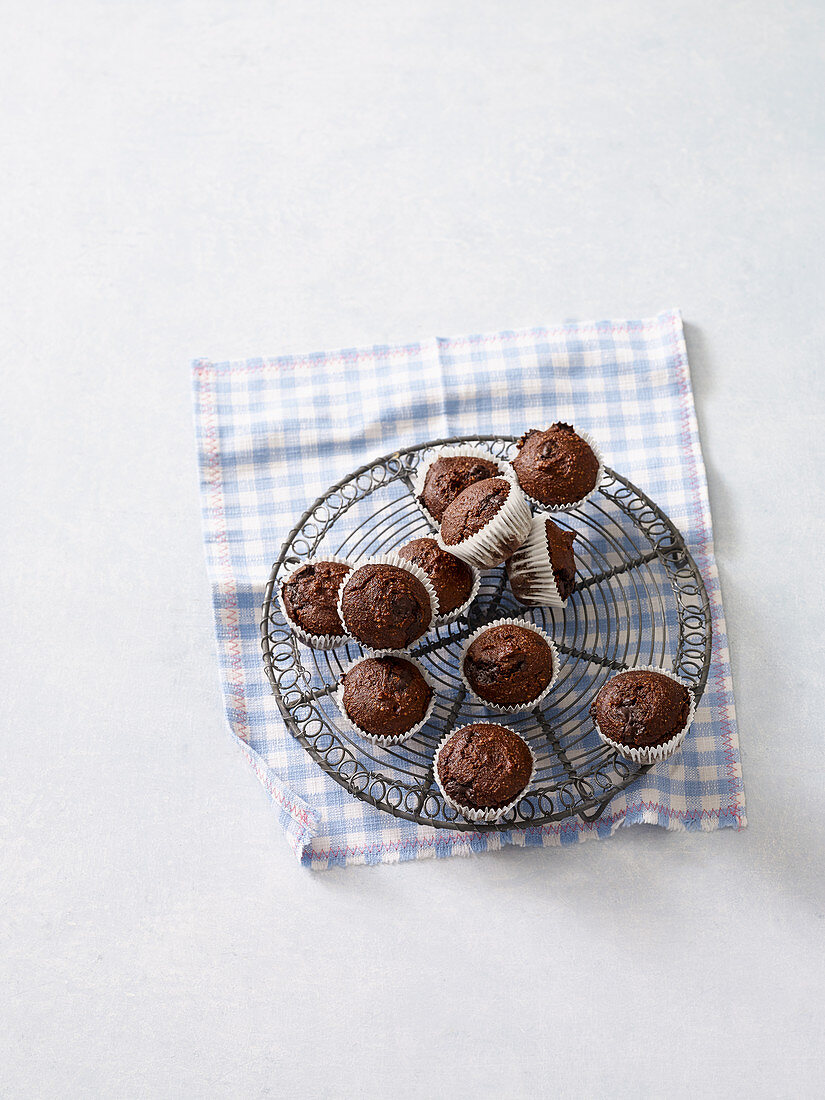 Chocolate muffins with cocoa and coffee