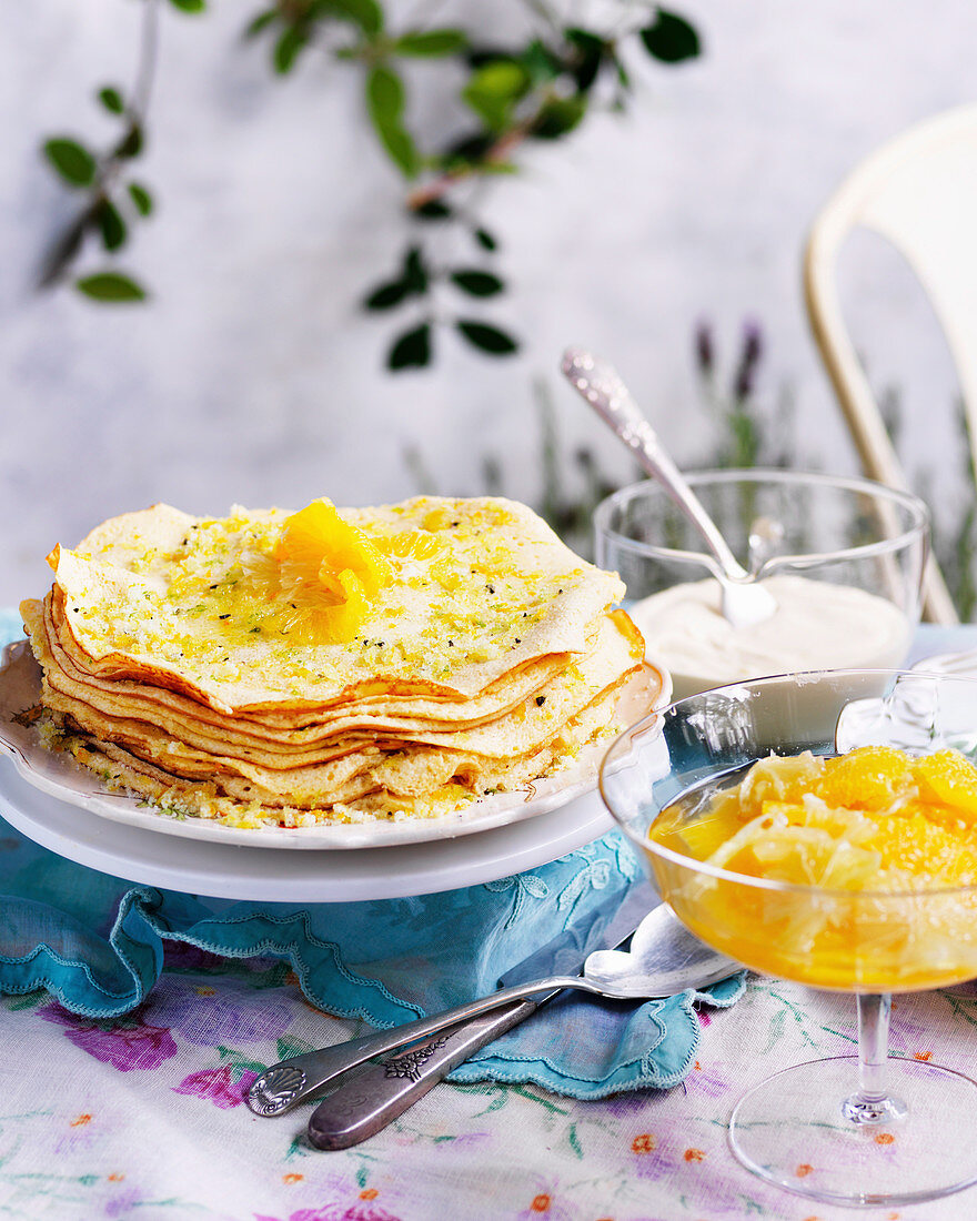 Citrus crepe cake