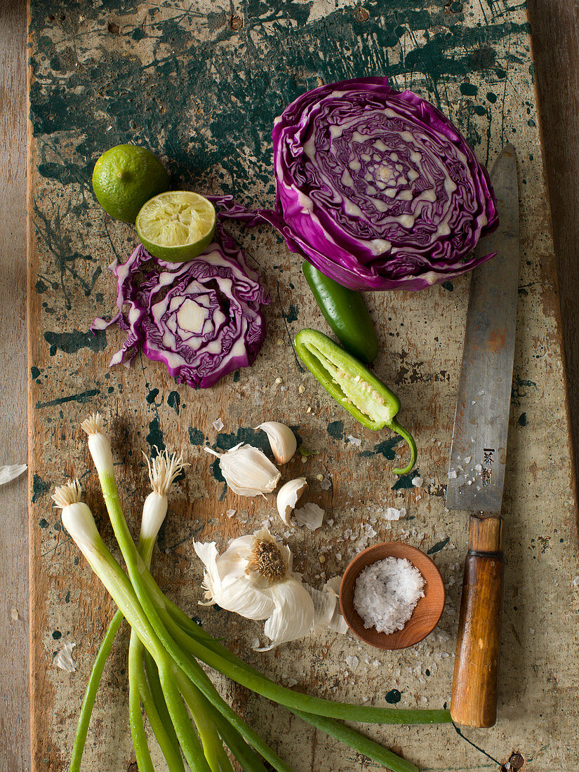 Purple, green and white vegetable